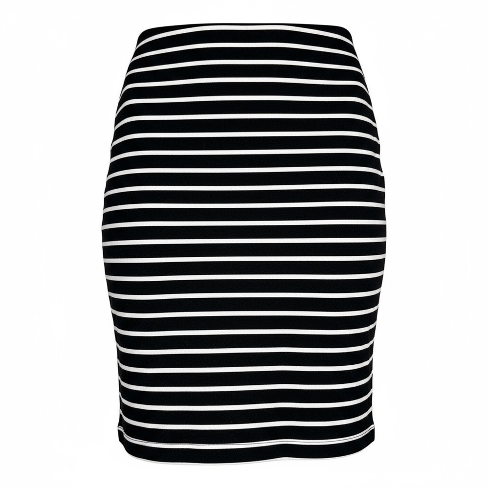 Black & White Striped Knit Pencil Mini Skirt XS Stretch Jersey Bodycon